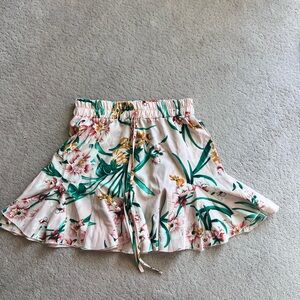 Floral Print Skirt with Tie Waist
